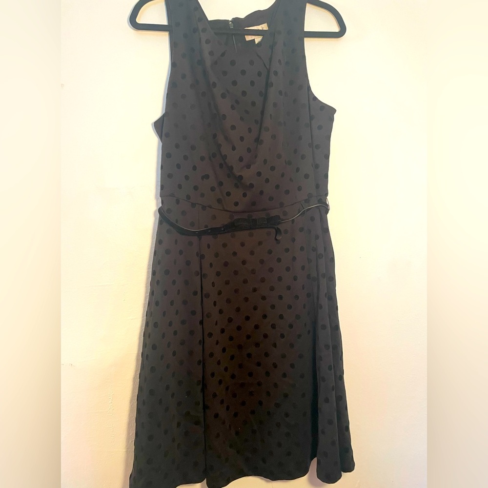 Black polka dot dress, size XL, brand Elle